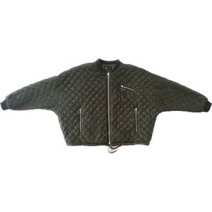 Zara Quilted Bomber, Dark Olive